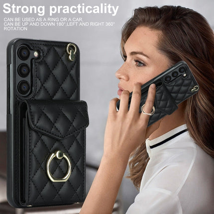 Rhombic Texture Card Bag Phone Case with Long Lanyard, For Samsung Galaxy S23+ 5G, For Samsung Galaxy S23 5G, For Samsung Galaxy Note20 Ultra