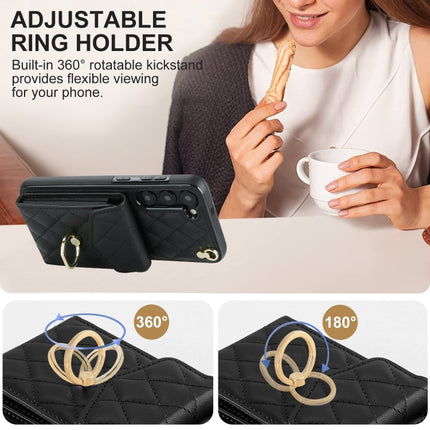 Rhombic Texture Card Bag Phone Case with Long Lanyard, For Samsung Galaxy S24 5G, For Samsung Galaxy A54 5G, For Samsung Galaxy S23 Ultra 5G