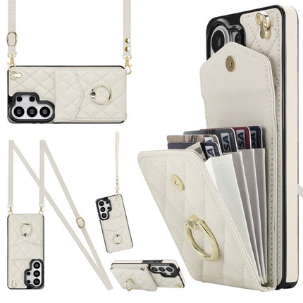 Rhombic Texture Card Bag Phone Case with Long Lanyard, For Samsung Galaxy S26+ 5G, For Samsung Galaxy S26 Ultra 5G, For Samsung Galaxy S26 5G