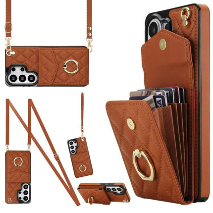 Rhombic Texture Card Bag Phone Case with Long Lanyard, For Samsung Galaxy S26+ 5G, For Samsung Galaxy S26 Ultra 5G, For Samsung Galaxy S26 5G