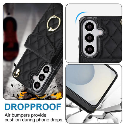 Rhombic Texture Card Bag Phone Case with Long Lanyard, For Samsung Galaxy S26+ 5G, For Samsung Galaxy S26 Ultra 5G, For Samsung Galaxy S26 5G