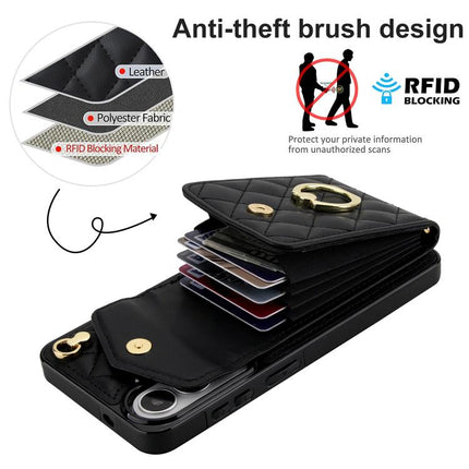 Rhombic Texture Card Bag Phone Case with Long Lanyard, For Samsung Galaxy S26+ 5G, For Samsung Galaxy S26 Ultra 5G, For Samsung Galaxy S26 5G