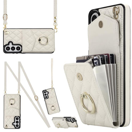 Rhombic Texture Card Bag Phone Case with Long Lanyard, For Samsung Galaxy S26+ 5G, For Samsung Galaxy S26 Ultra 5G, For Samsung Galaxy S26 5G