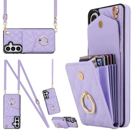 Rhombic Texture Card Bag Phone Case with Long Lanyard, For Samsung Galaxy S26+ 5G, For Samsung Galaxy S26 Ultra 5G, For Samsung Galaxy S26 5G