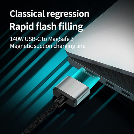 Cable de carga magnético tipo C a Magsafe 3 de 140 W, plateado y azul