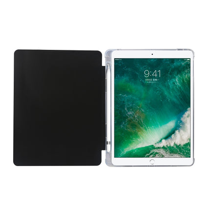 3-folding Electric Pressed Skin Texture Horizontal Flip Shockproof Transparent TPU + PU Leather Case with Holder & Pen Slot & Sleep / Wake-up Function