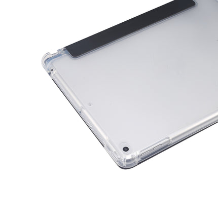 3-folding Electric Pressed Skin Texture Horizontal Flip Shockproof Transparent TPU + PU Leather Case with Holder & Pen Slot & Sleep / Wake-up Function