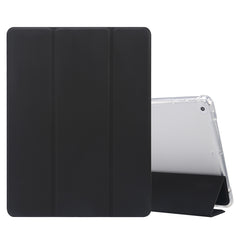 3-folding Electric Pressed Skin Texture Horizontal Flip Shockproof Transparent TPU + PU Leather Case with Holder & Pen Slot & Sleep / Wake-up Function, For iPad 9.7(2018)/(2017)/Air 2/Air