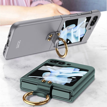 GKK Ultra-thin PC Full Coverage Phone Case with Ring Holder / Tempered Film, For Samsung Galaxy Z Flip5