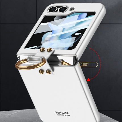 GKK Ultra-thin PC Full Coverage Phone Case with Ring Holder / Tempered Film, For Samsung Galaxy Z Flip5