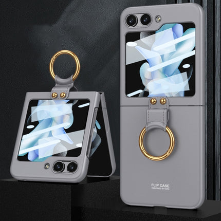 GKK Ultra-thin PC Full Coverage Phone Case with Ring Holder / Tempered Film, For Samsung Galaxy Z Flip5