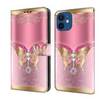 For iPhone 12 mini / 13 mini / Pink Bottom Butterfly