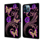 For iPhone 12 Pro Max / 13 Pro Max / Purple Flower Butterfly
