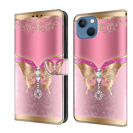 Crystal 3D Shockproof Protective Leather Phone Case, For iPhone 13 / 14