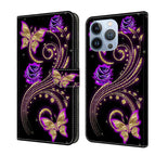 For iPhone 13 Pro / Purple Flower Butterfly