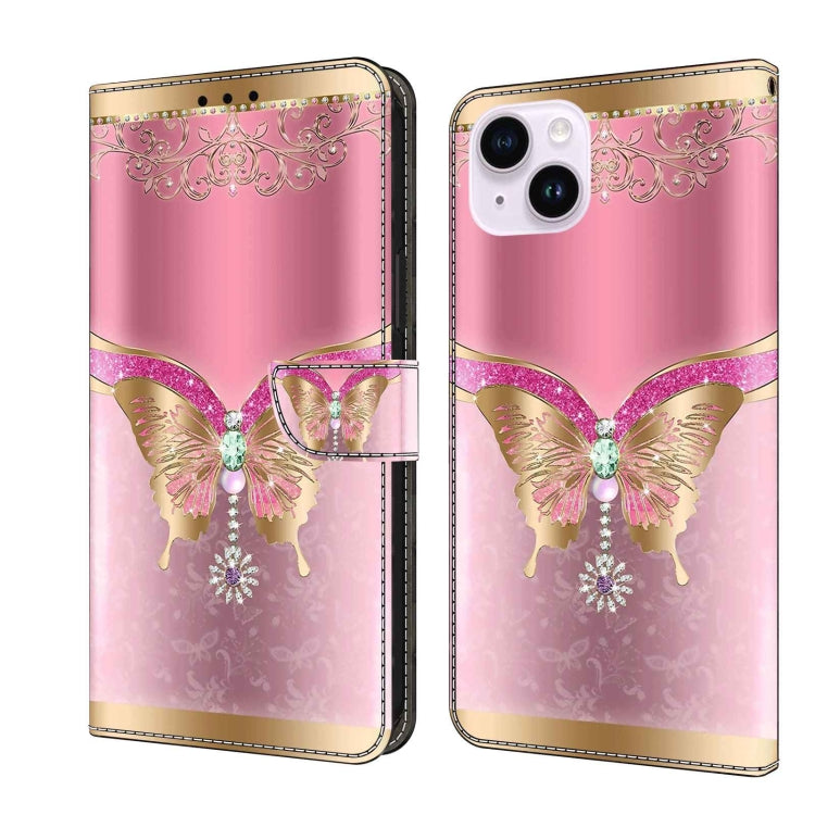 Crystal 3D Shockproof Protective Leather Phone Case, For iPhone 14 Plus