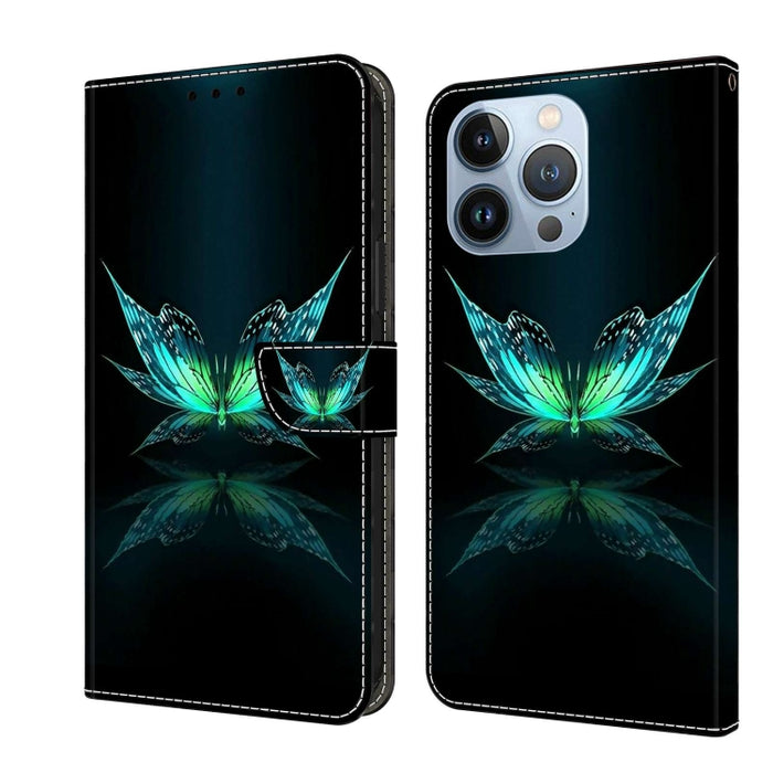 Crystal 3D Shockproof Protective Leather Phone Case, For iPhone 14 Pro Max
