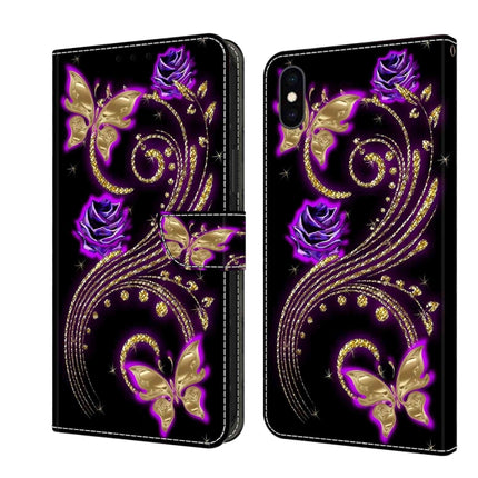 Crystal 3D Shockproof Protective Leather Phone Case, For iPhone XS Max