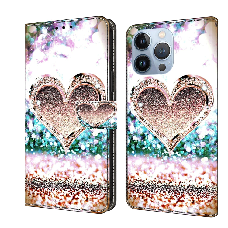 Crystal 3D Shockproof Protective Leather Phone Case, For iPhone 15 Pro Max
