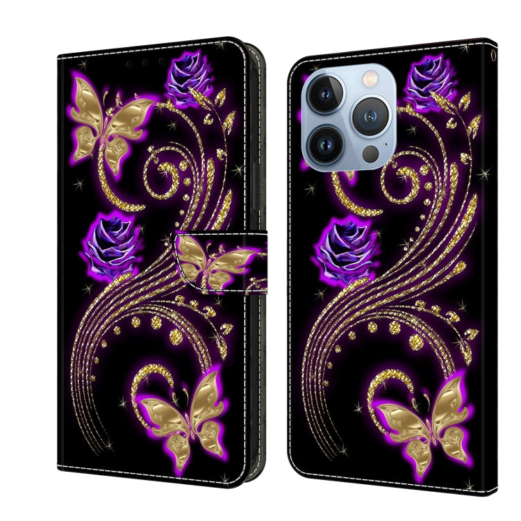Crystal 3D Shockproof Protective Leather Phone Case, For iPhone 15 Pro Max