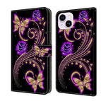 For iPhone 15 Plus / Purple Flower Butterfly