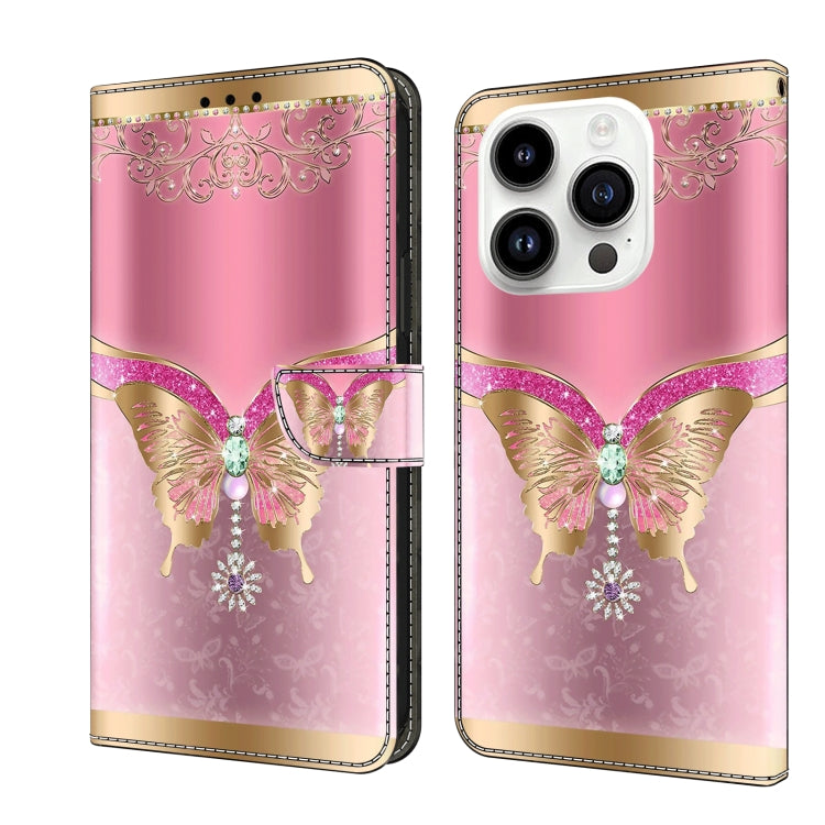 Crystal 3D Shockproof Protective Leather Phone Case, For iPhone 15 Pro