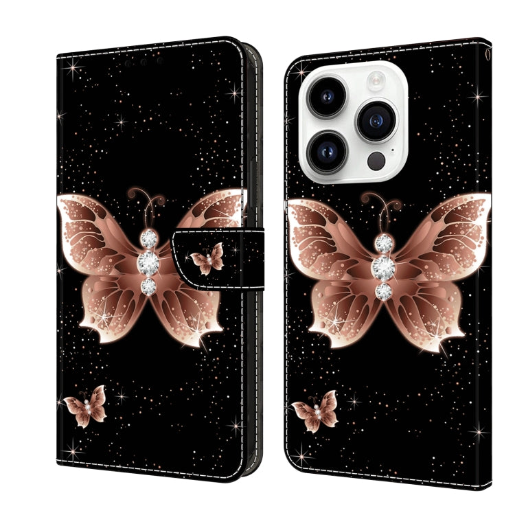Crystal 3D Shockproof Protective Leather Phone Case, For iPhone 15 Pro