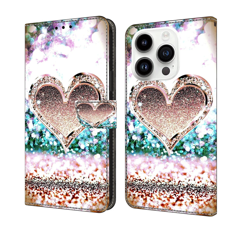Crystal 3D Shockproof Protective Leather Phone Case, For iPhone 15 Pro