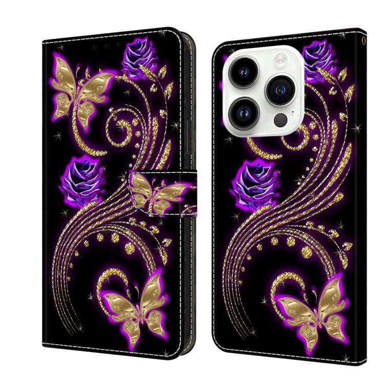 Crystal 3D Shockproof Protective Leather Phone Case, For iPhone 15 Pro