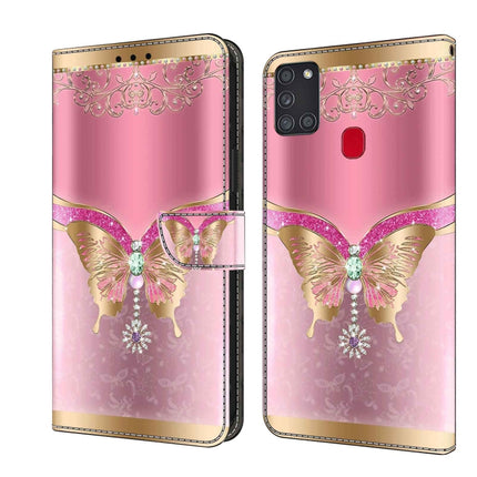 Crystal 3D Shockproof Protective Leather Phone Case, For Samsung Galaxy A21s