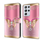 For Samsung Galaxy S21 Ultra / Pink Bottom Butterfly
