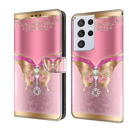 Crystal 3D Shockproof Protective Leather Phone Case, For Samsung Galaxy S21 Ultra