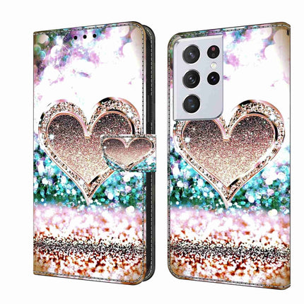 Crystal 3D Shockproof Protective Leather Phone Case, For Samsung Galaxy S21 Ultra