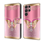 For Samsung Galaxy S22 Ultra / Pink Bottom Butterfly