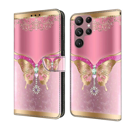 Crystal 3D Shockproof Protective Leather Phone Case, For Samsung Galaxy S22 Ultra