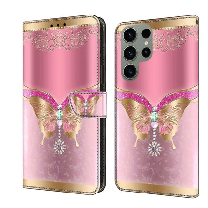 Crystal 3D Shockproof Protective Leather Phone Case, For Samsung Galaxy S23 Ultra