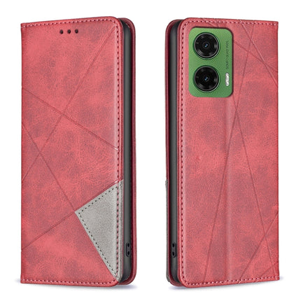 Rhombus Texture Magnetic Leather Phone Case, For Motorola Moto G35, For Motorola Moto G55, For Motorola Moto G85, For Motorola Edge 50 Pro 5G