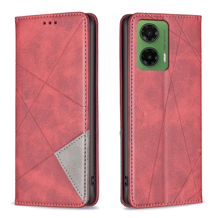 Rhombus Texture Magnetic Leather Phone Case, For Motorola Moto G35, For Motorola Moto G55, For Motorola Moto G85, For Motorola Edge 50 Pro 5G