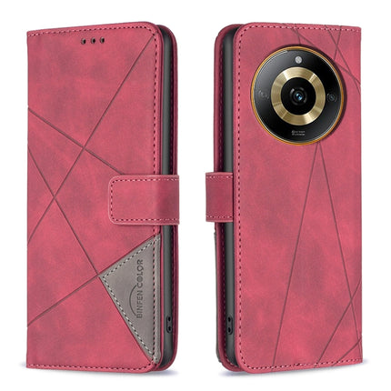 Magnetic Buckle Rhombus Texture Leather Phone Case, For  Realme 11 4G, For Realme 11 5G, For Realme C53, For Realme C65 4G