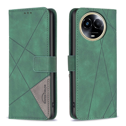 Magnetic Buckle Rhombus Texture Leather Phone Case, For  Realme 11 4G, For Realme 11 5G, For Realme C53, For Realme C65 4G