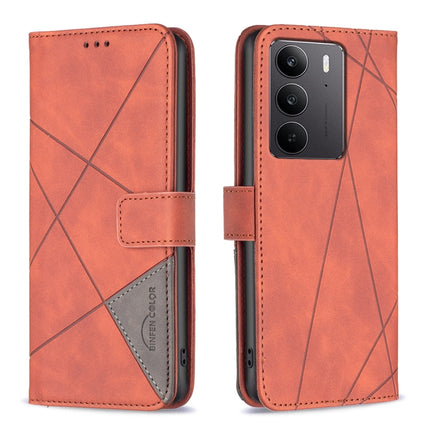 Magnetic Buckle Rhombus Texture Leather Phone Case, For Realme 14 Pro, For Realme 14X 5G, For Realme C75 4G, For Realme Note 60 / C61