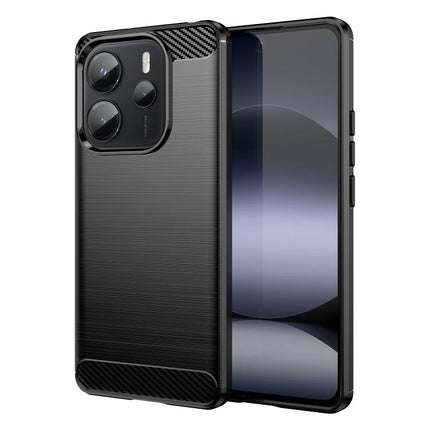 Carbon Fiber Brushed Texture TPU Phone Case, For Redmi Turbo 4 Pro, For Redmi Turbo 4, For Redmi Note 14 4G 163.25mm, For Redmi Note 14 5G, For Redmi Note 14 Pro+ 5G, For Redmi Note 14 Pro 5G, For Redmi 14C 4G, For Redmi Turbo 3