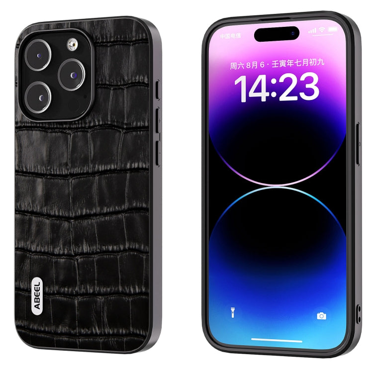 ABEEL Crocodile Texture Genuine Leather Phone Case, For iPhone 16 Pro Max, For iPhone 16 Pro, For iPhone 16 Plus, For iPhone 16, For iPhone 15 Pro Max, For iPhone 15 Pro