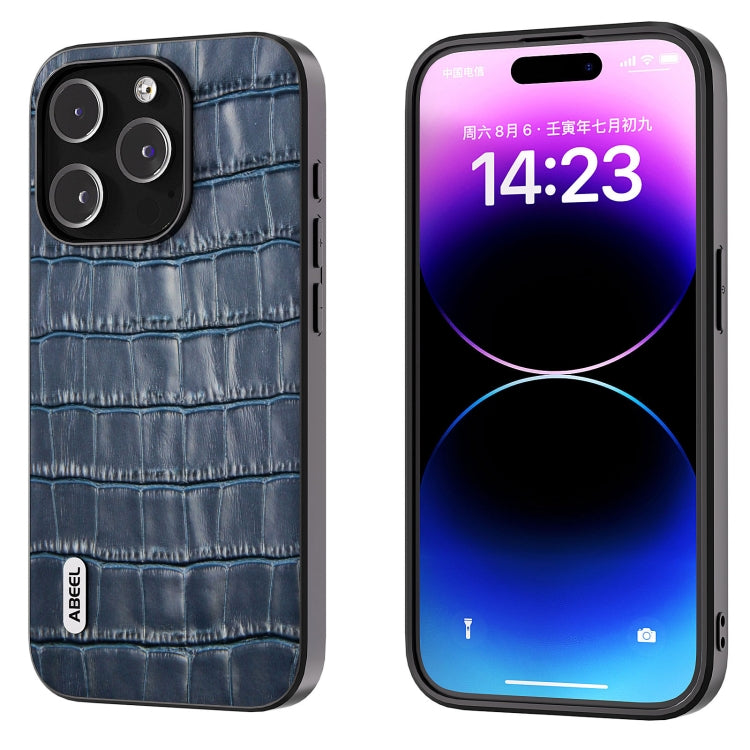 ABEEL Crocodile Texture Genuine Leather Phone Case, For iPhone 16 Pro Max, For iPhone 16 Pro, For iPhone 16 Plus, For iPhone 16, For iPhone 15 Pro Max, For iPhone 15 Pro