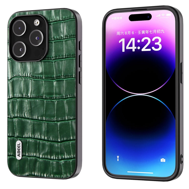 ABEEL Crocodile Texture Genuine Leather Phone Case, For iPhone 15 Plus, For iPhone 15, For iPhone 14 Plus, For iPhone 14, For iPhone 14 Pro, For iPhone 14 Pro Max