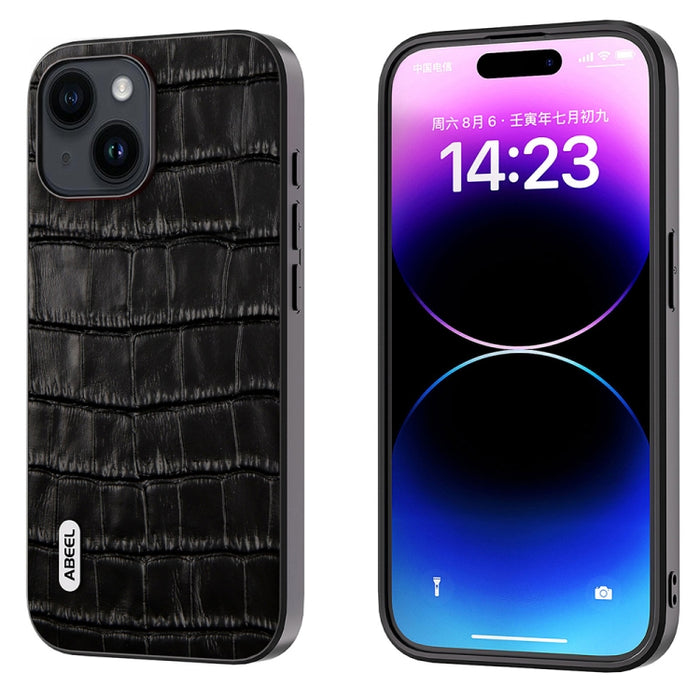 ABEEL Crocodile Texture Genuine Leather Phone Case, For iPhone 15 Plus, For iPhone 15, For iPhone 14 Plus, For iPhone 14, For iPhone 14 Pro, For iPhone 14 Pro Max