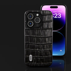 ABEEL Crocodile Texture Genuine Leather Phone Case, For iPhone 14 Plus, For iPhone 14, For iPhone 14 Pro, For iPhone 14 Pro Max