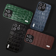 ABEEL Crocodile Texture Genuine Leather Phone Case, For iPhone 14 Plus, For iPhone 14, For iPhone 14 Pro, For iPhone 14 Pro Max