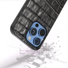 ABEEL Crocodile Texture Genuine Leather Phone Case, For iPhone 16 Pro Max, For iPhone 16 Pro, For iPhone 16 Plus, For iPhone 16, For iPhone 15 Pro Max, For iPhone 15 Pro