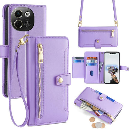 Sheep Texture Cross-body Zipper Wallet Leather Phone Case, For Tecno Spark 30 4G, For Tecno Pova 6 Neo 5G, For Tecno Camon 30 Premier 5G, For Tecno Camon 30 Pro 5G